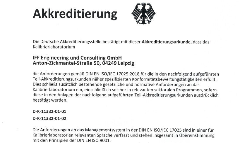 Erfolgreiche Erstakkreditierung zum Kalibrierlaboratorium nach DIN EN ISO/IEC 17025:2018