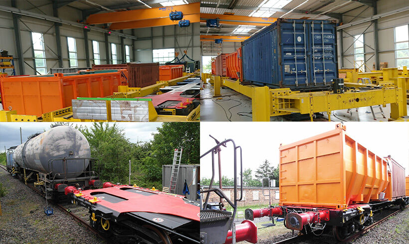 …to continue with the two-car container wagon: Static tests and impact tests